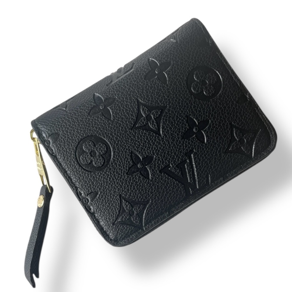 Black embossed LV wallet zip around with card slots
